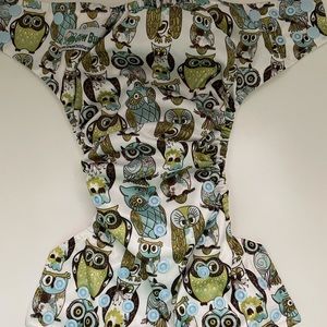 Glow Bug Cloth Pocket Diaper, NWOT.  Owl print.